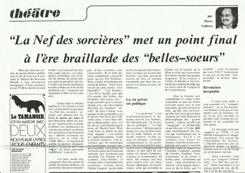 la nef des sorcières met un point final à l'ère braillarde des belles-soeurs 1